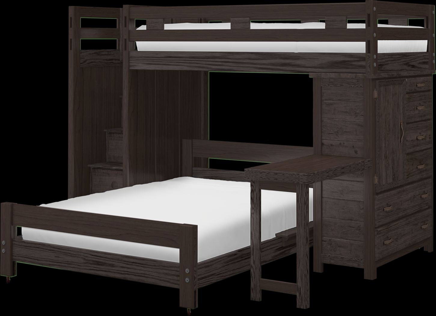 Creekside Charcoal Twin/Full Step Bunk with Chest & Desk Attachment - Thumbnail - Image 1