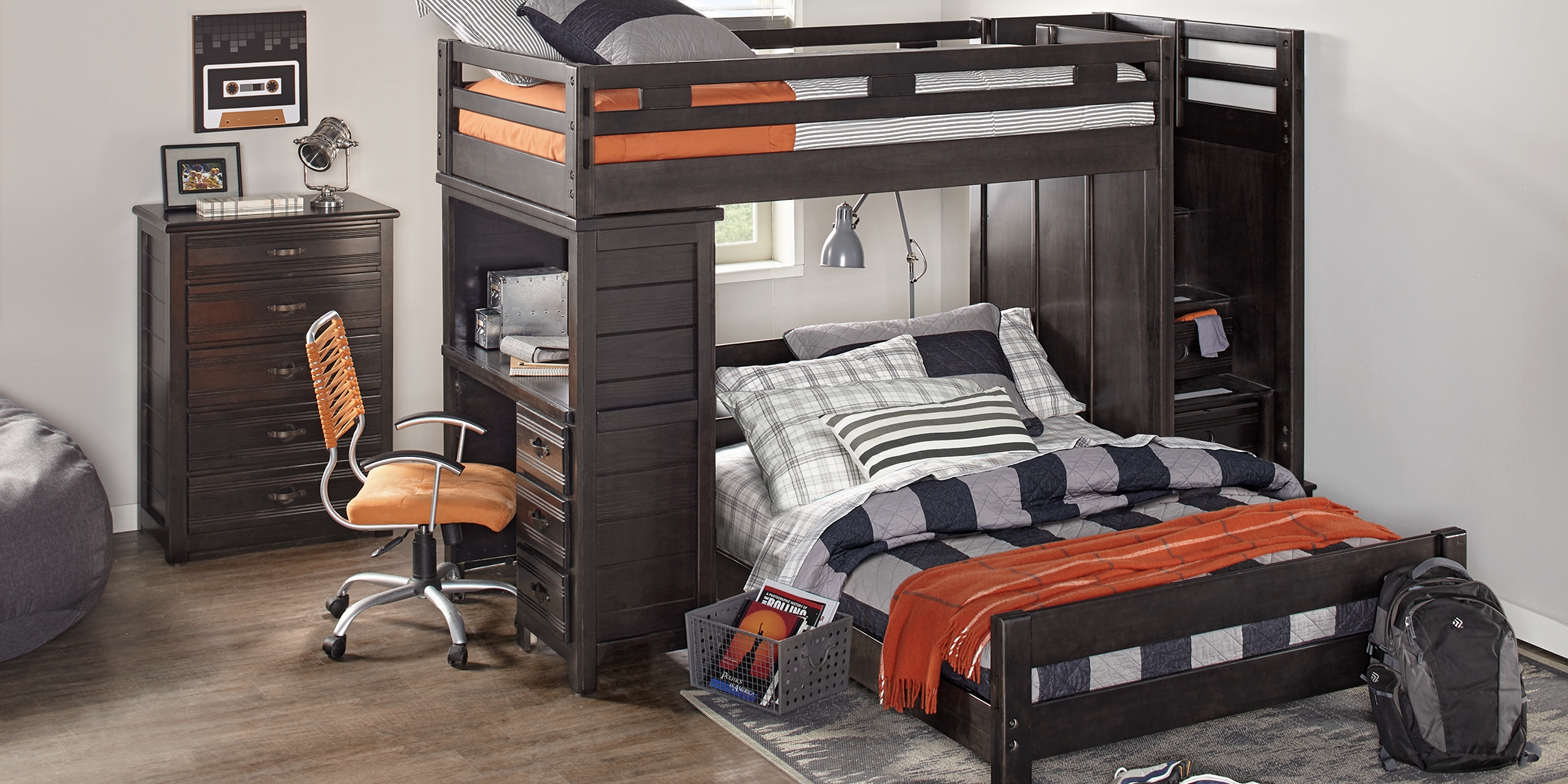 Creekside Charcoal Twin/Full Step Bunk with Desk - Thumbnail - Image 2