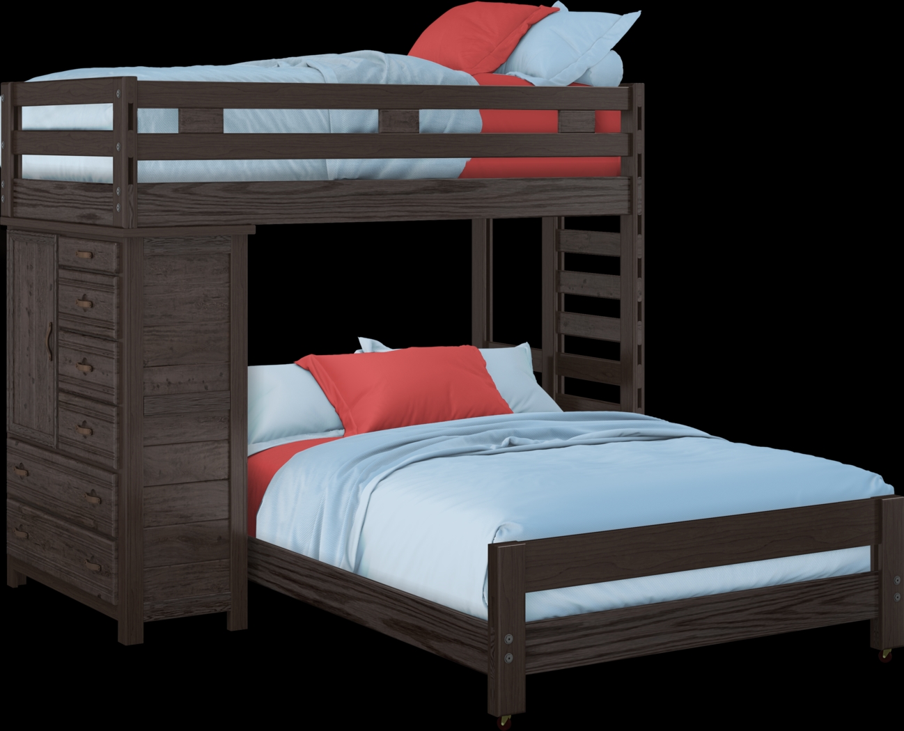 Creekside Charcoal Twin/Full Student Loft Bed with Chest - Thumbnail - Image 1