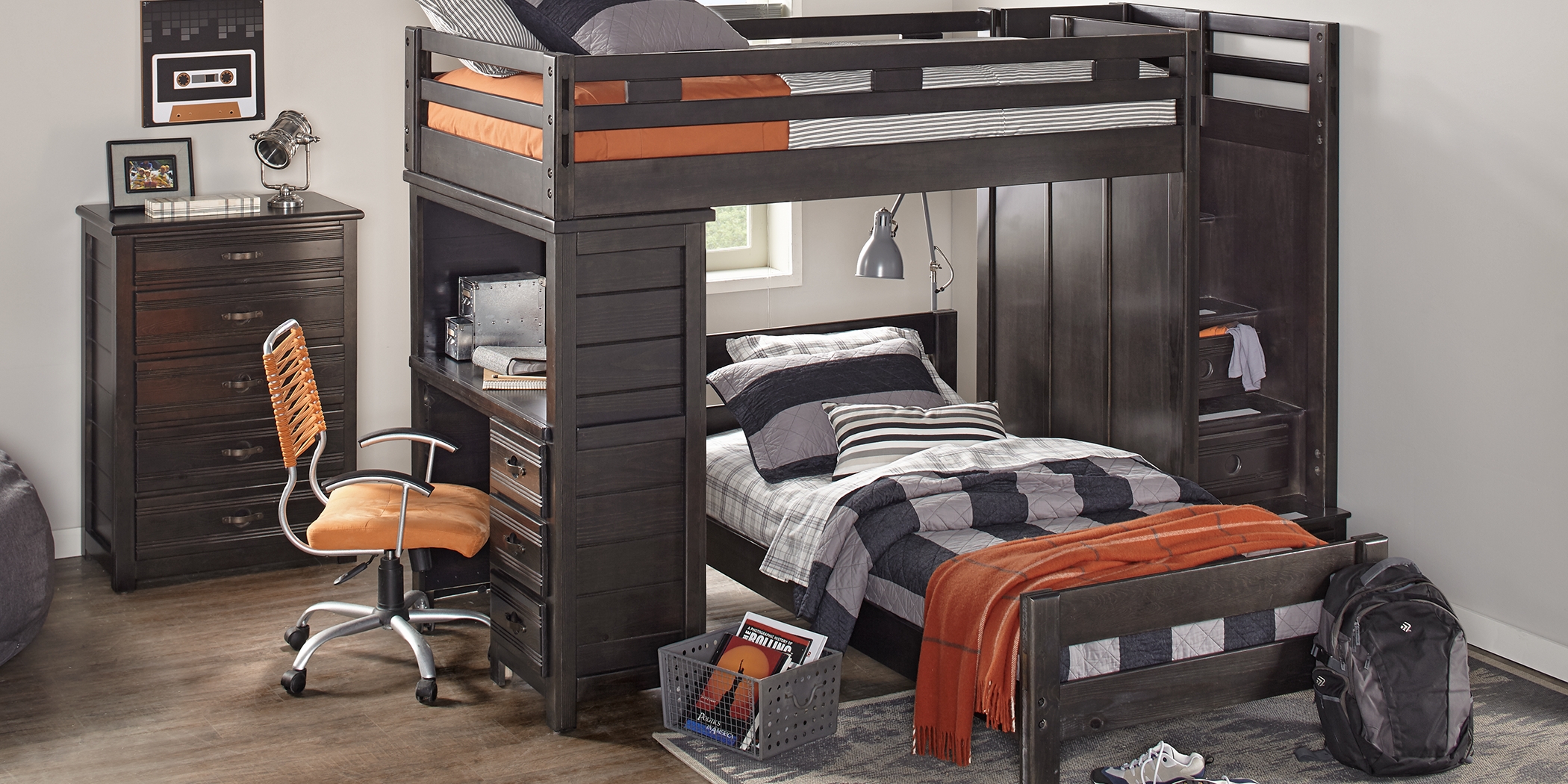 Creekside Charcoal Twin/Twin Step Bunk Bed with Desk - Thumbnail - Image 2