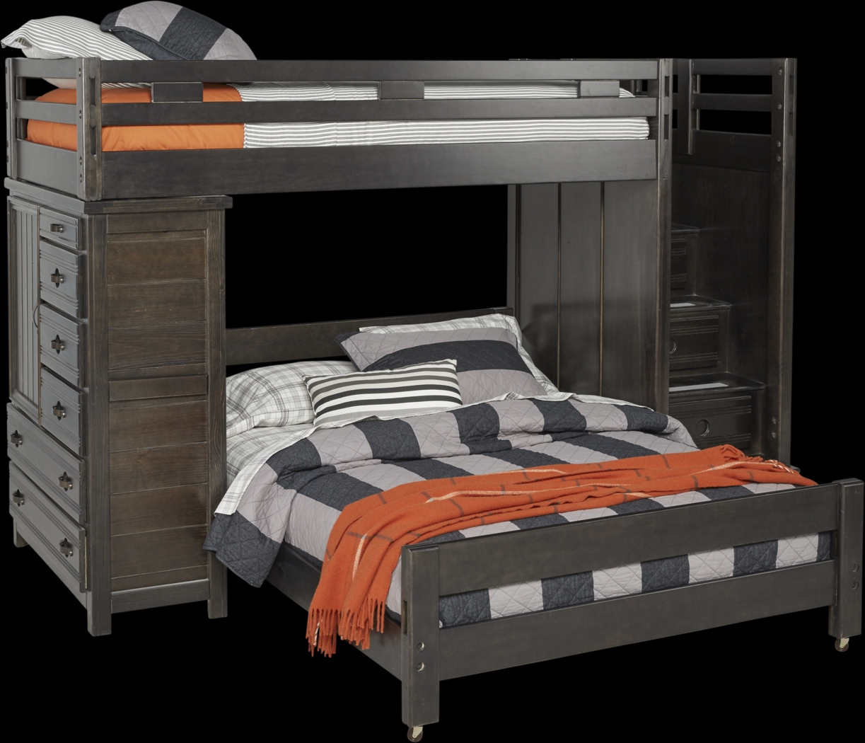 Creekside Charcoal Twin/Twin Step Bunk with Chest - Thumbnail - Image 1