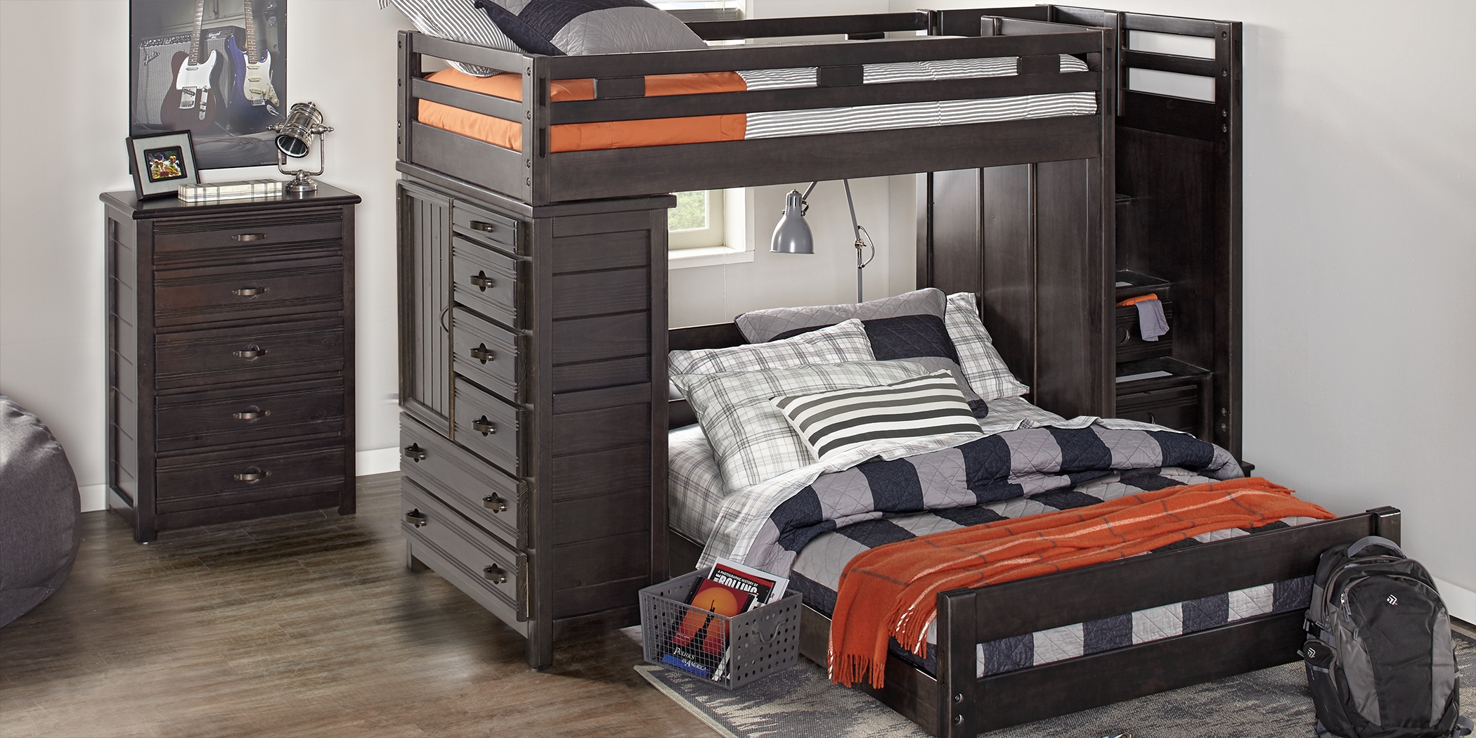 Creekside Charcoal Twin/Twin Step Bunk with Chest - Thumbnail - Image 2