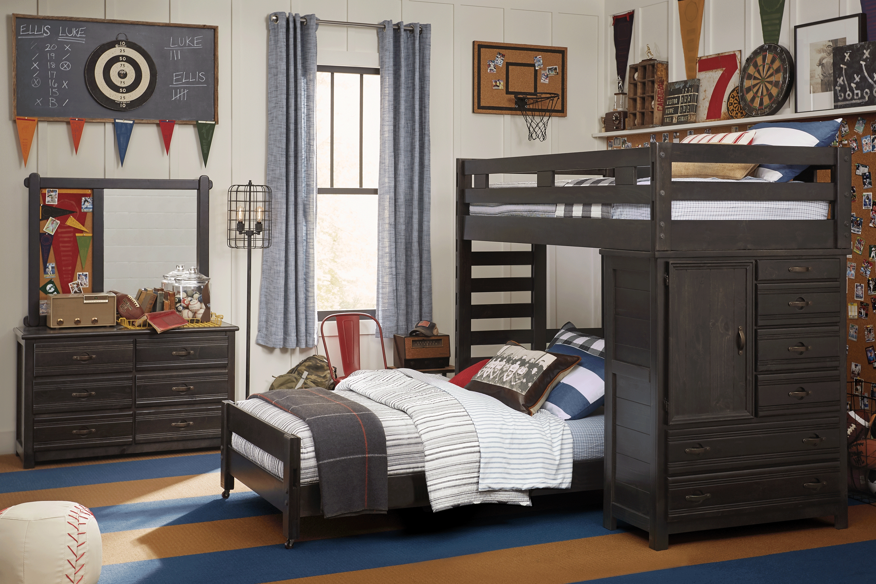 Creekside Charcoal Twin/Twin Student Loft Bed with Chest - Thumbnail - Image 2