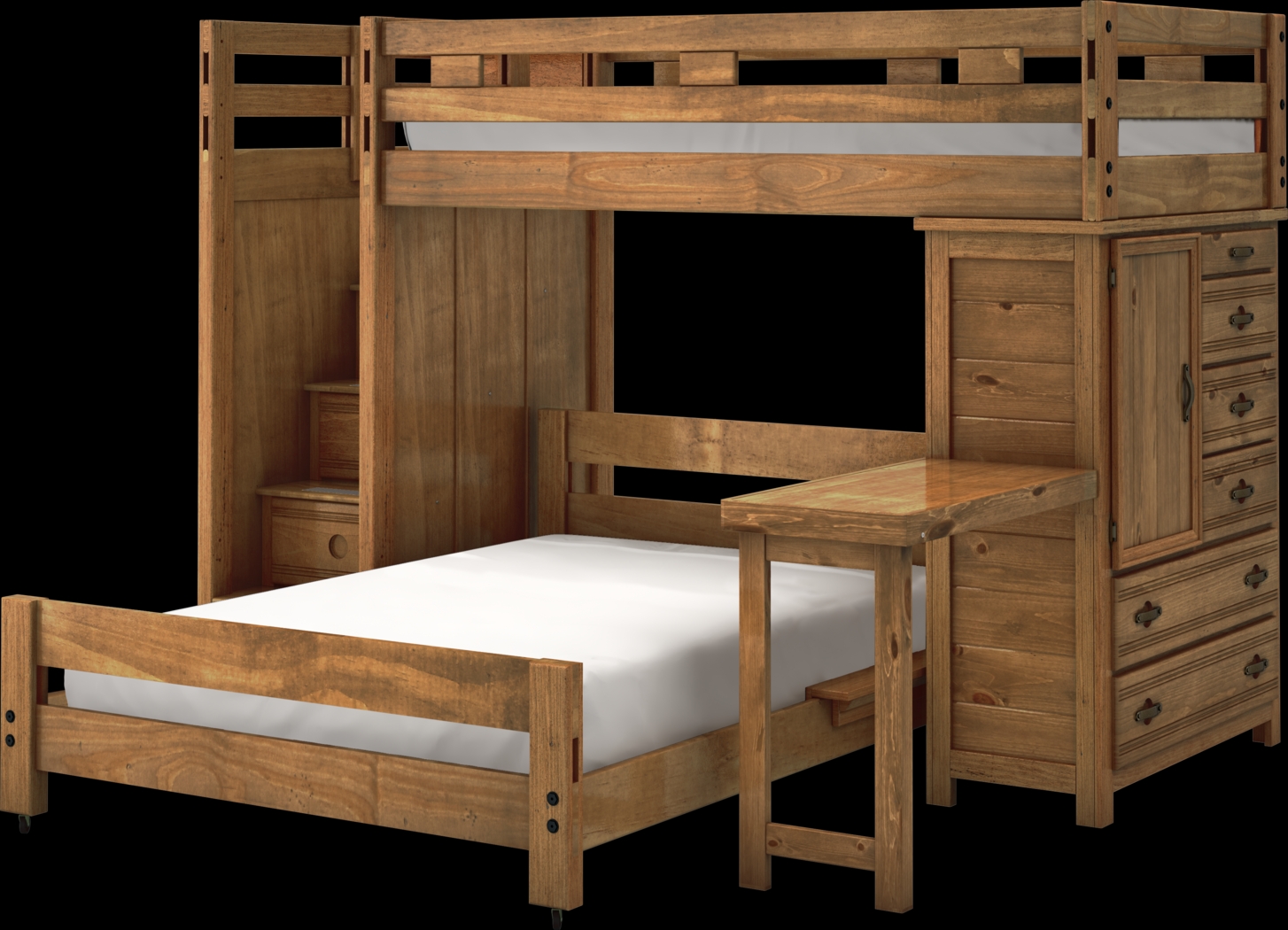 Creekside Chestnut Twin/Full Step Bunk Bed with Desk and Chest - Thumbnail - Image 3