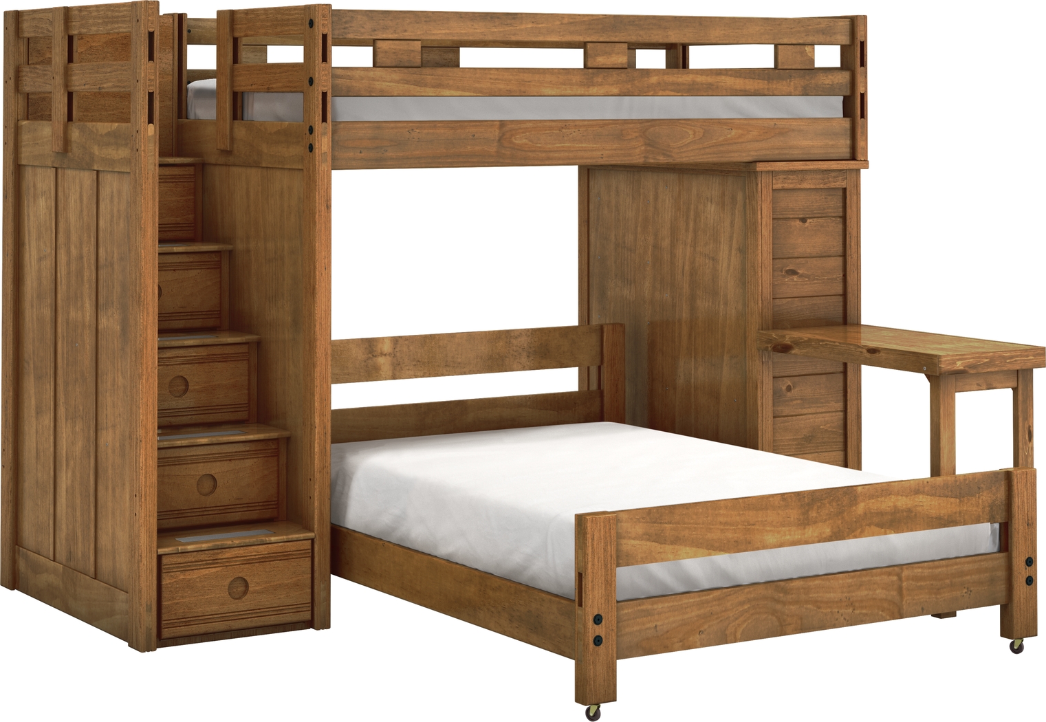 Creekside Chestnut Twin/Full Step Bunk Bed with Desk and Chest - Thumbnail - Image 1