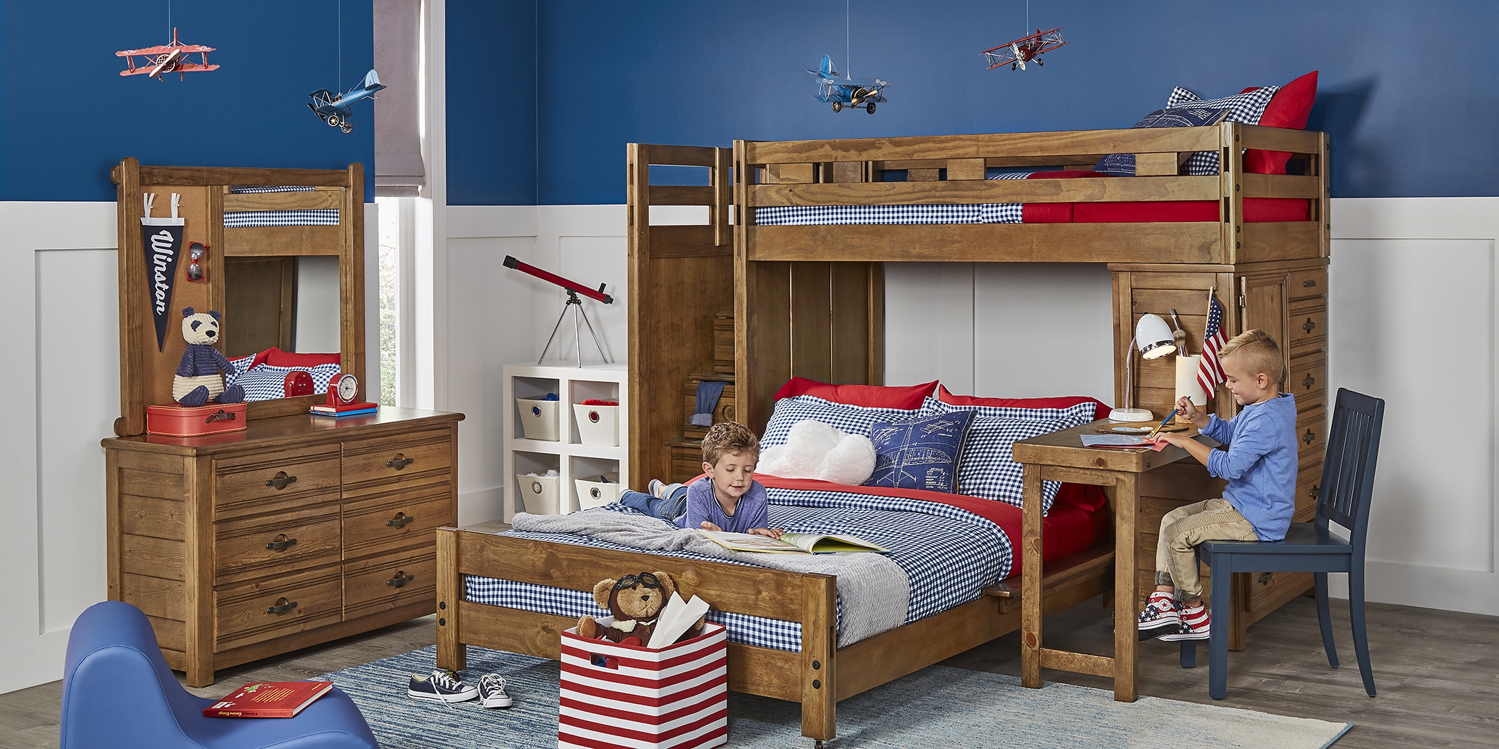 Creekside Chestnut Twin/Full Step Bunk Bed with Desk and Chest - Thumbnail - Image 2