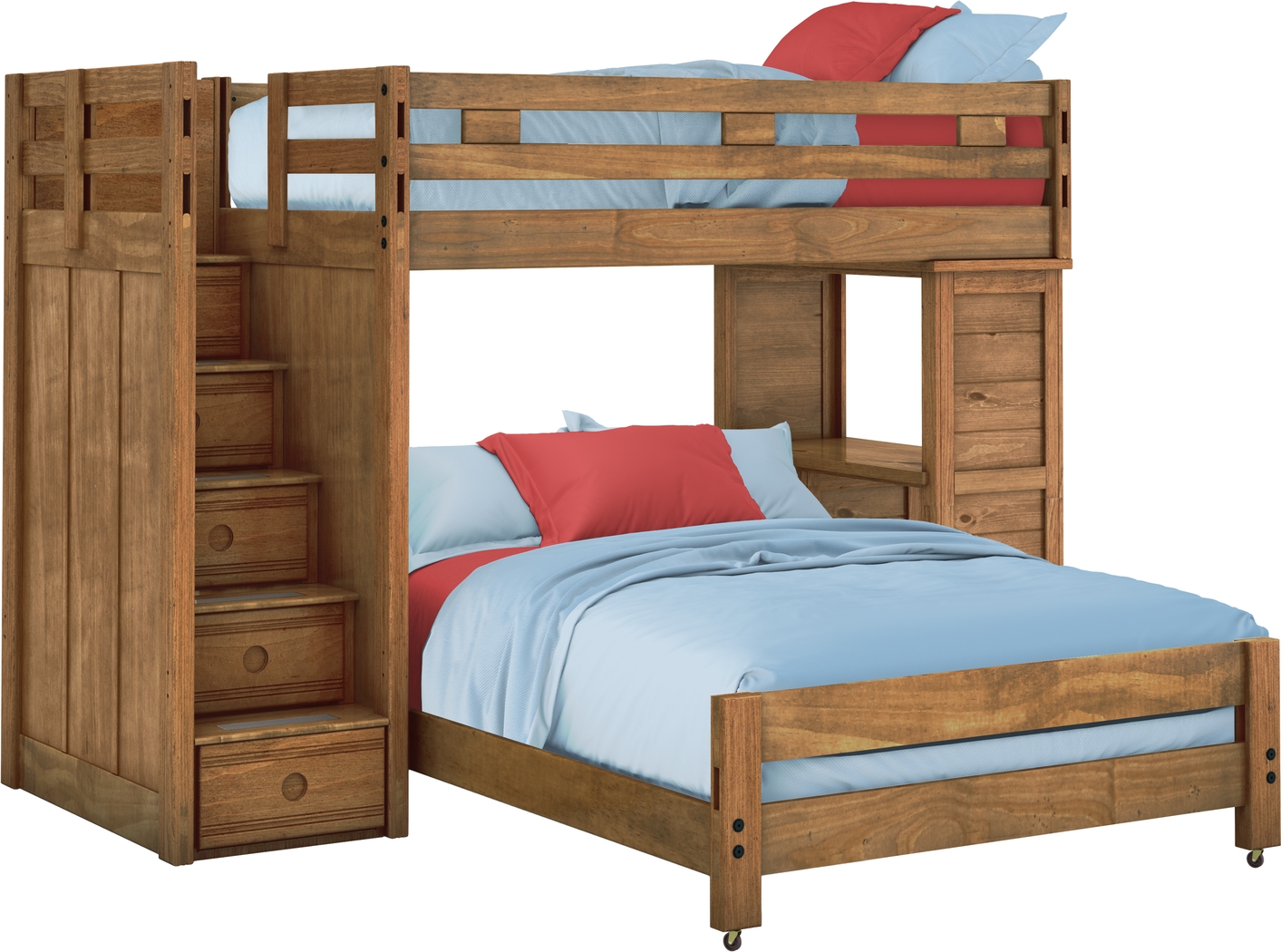 Creekside Chestnut Twin/Full Step Bunk Bed with Desk - Thumbnail - Image 1