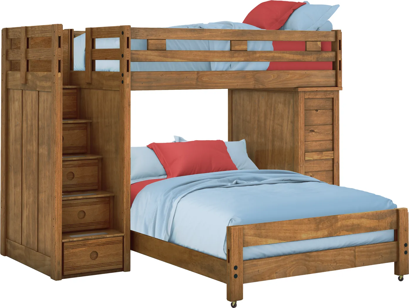 Creekside Chestnut Twin/Full Step Bunk with Chest - Thumbnail - Image 1