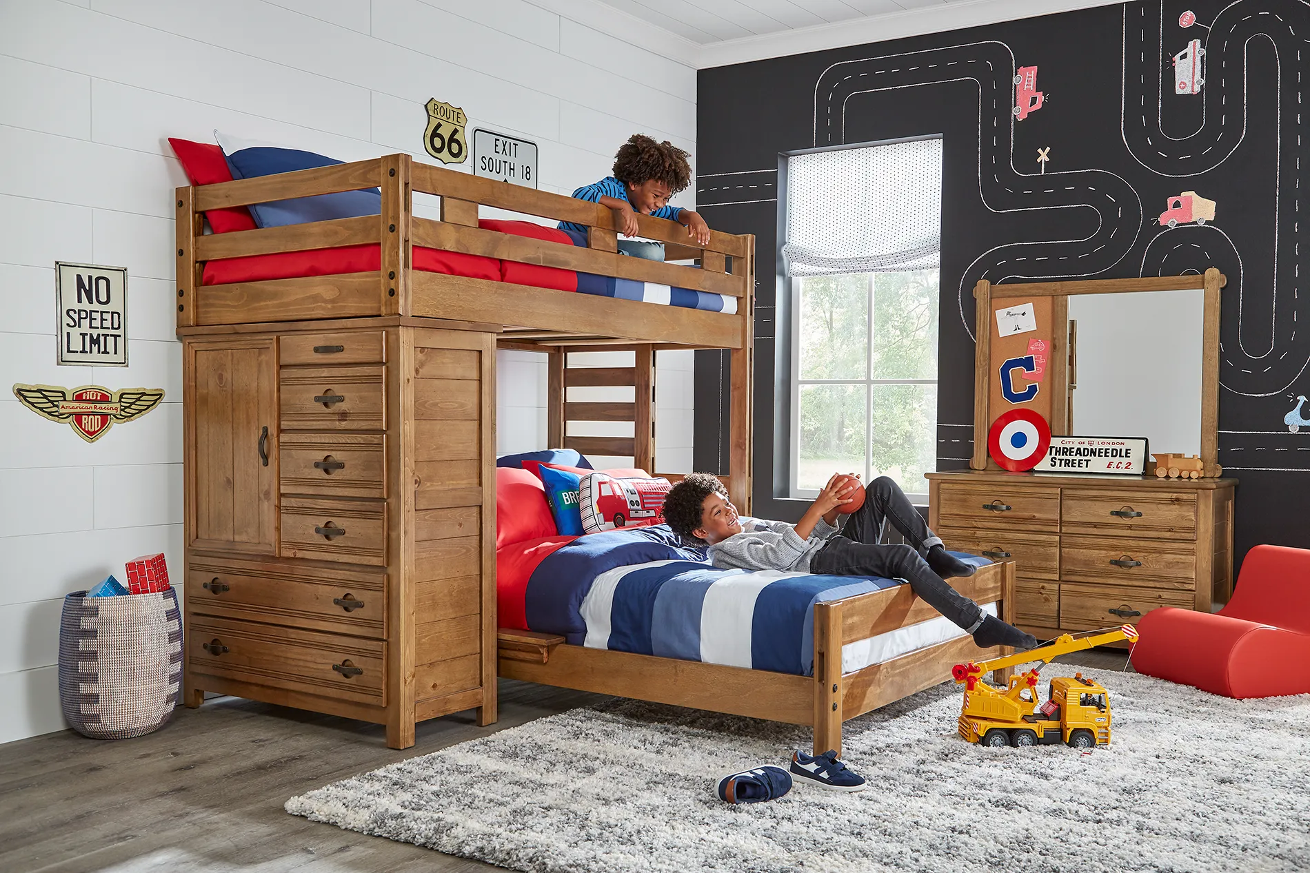 Creekside Chestnut Twin/Full Student Loft Bed with Chest - Image 5