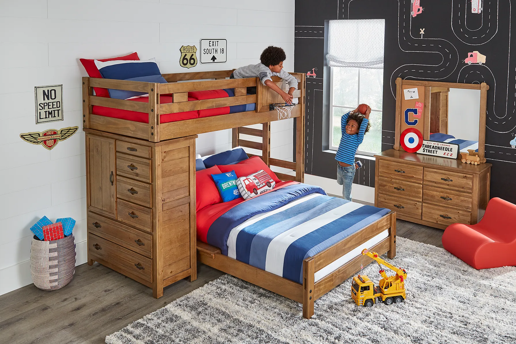 Creekside Chestnut Twin/Full Student Loft Bed with Chest - Image 6