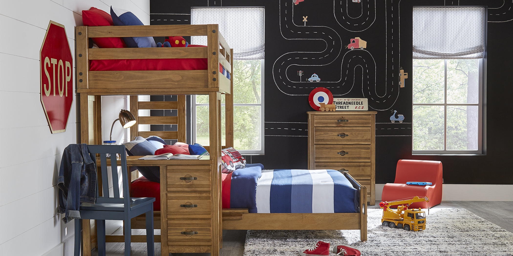 Creekside Chestnut Twin/Full Student Loft Bed with Desk - Thumbnail - Image 3