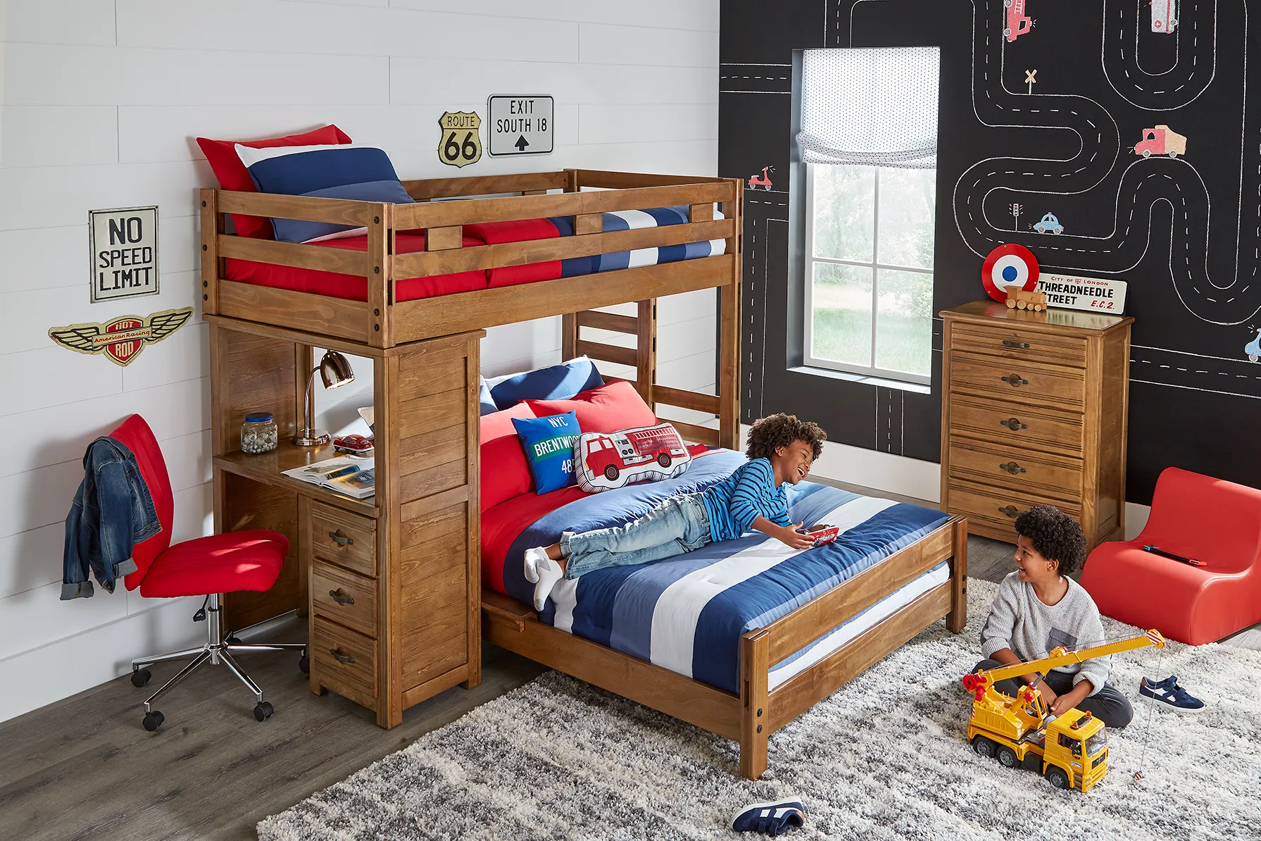 Creekside Chestnut Twin/Full Student Loft Bed with Desk - Image 5