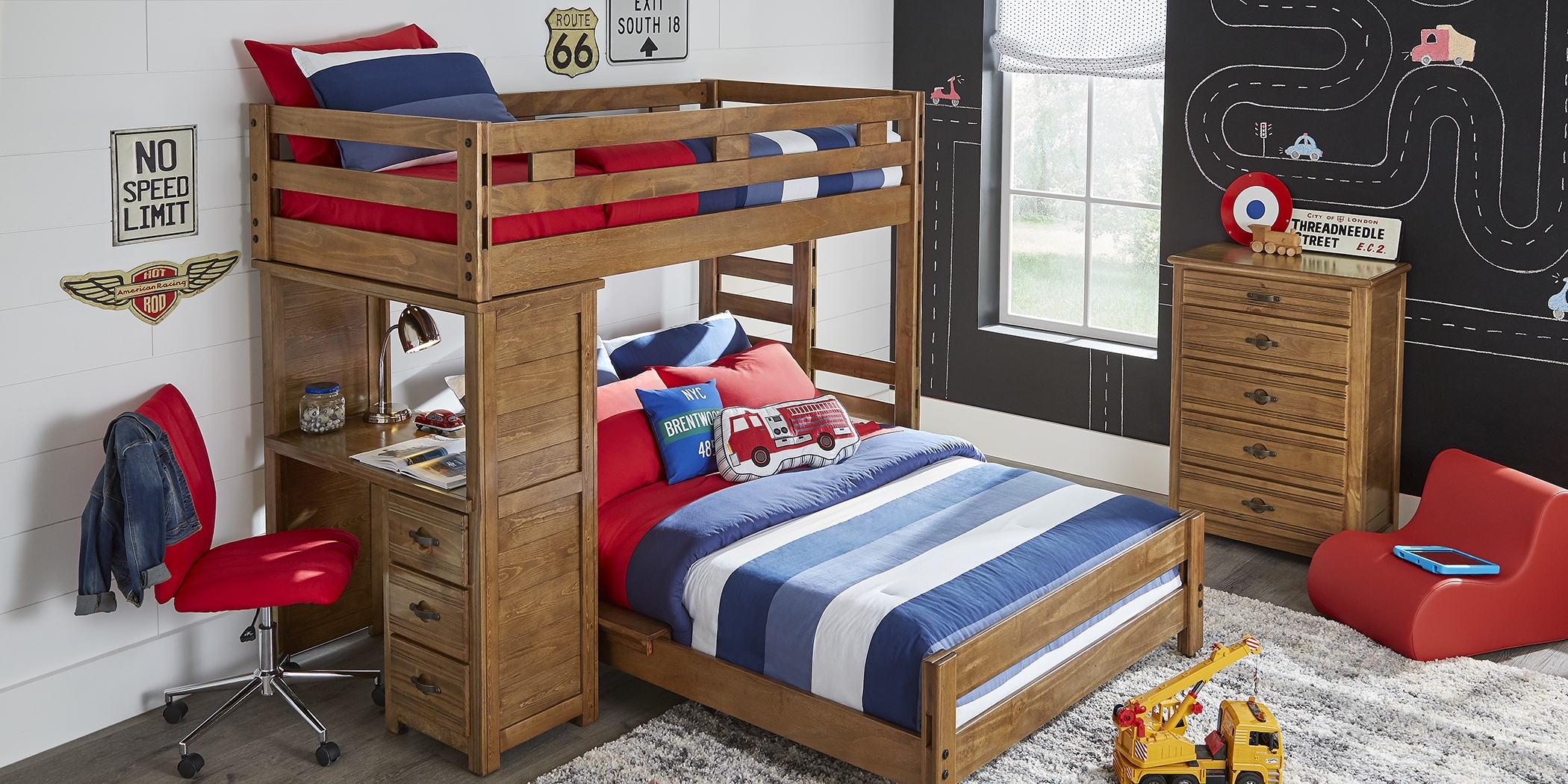 Creekside Chestnut Twin/Full Student Loft Bed with Desk - Thumbnail - Image 2