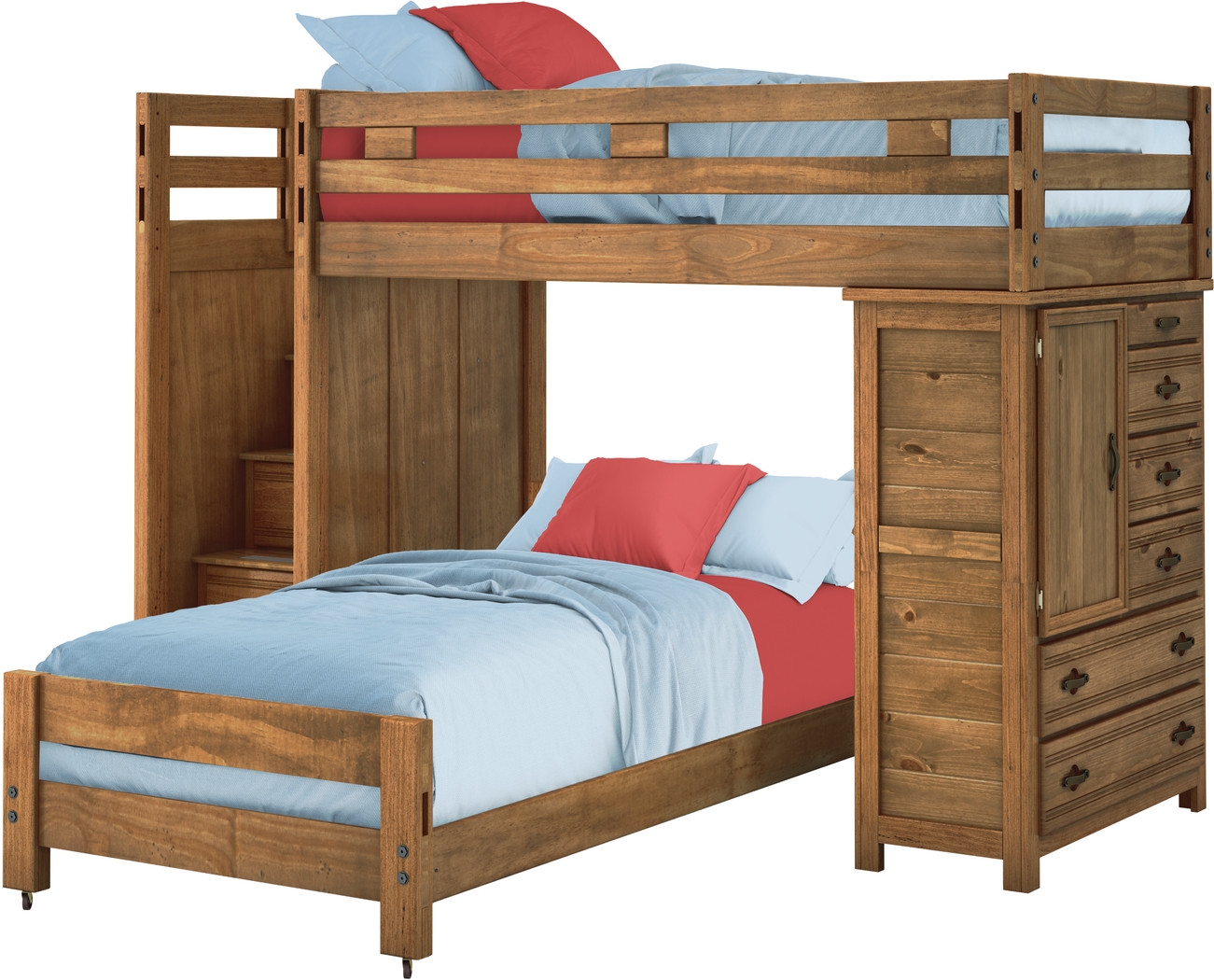 Creekside Chestnut Twin/Twin Step Bunk with Chest - Thumbnail - Image 2