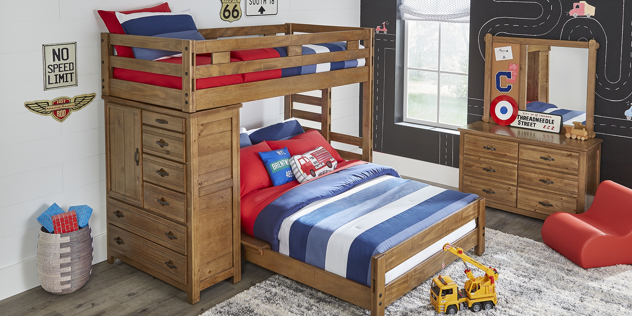 Creekside Chestnut Twin/Twin Student Loft Bed with Chest - Thumbnail - Image 2