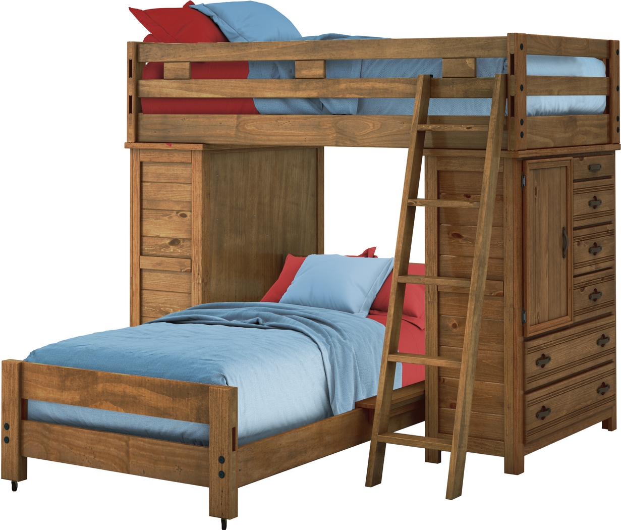 Creekside Chestnut Twin/Twin Student Loft Bed with Two Chests - Thumbnail - Image 2