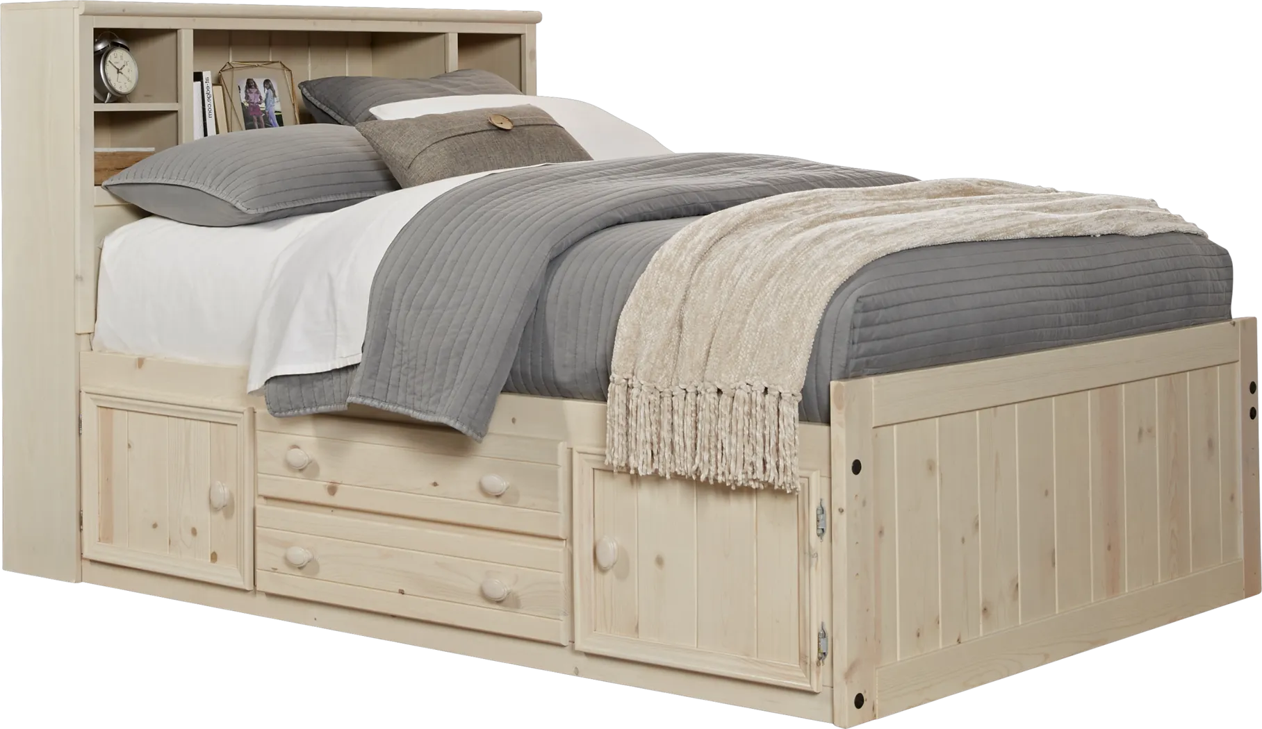 Creekside Stone Wash 5 Pc Full Bookcase Captain's Bed - Thumbnail - Image 1