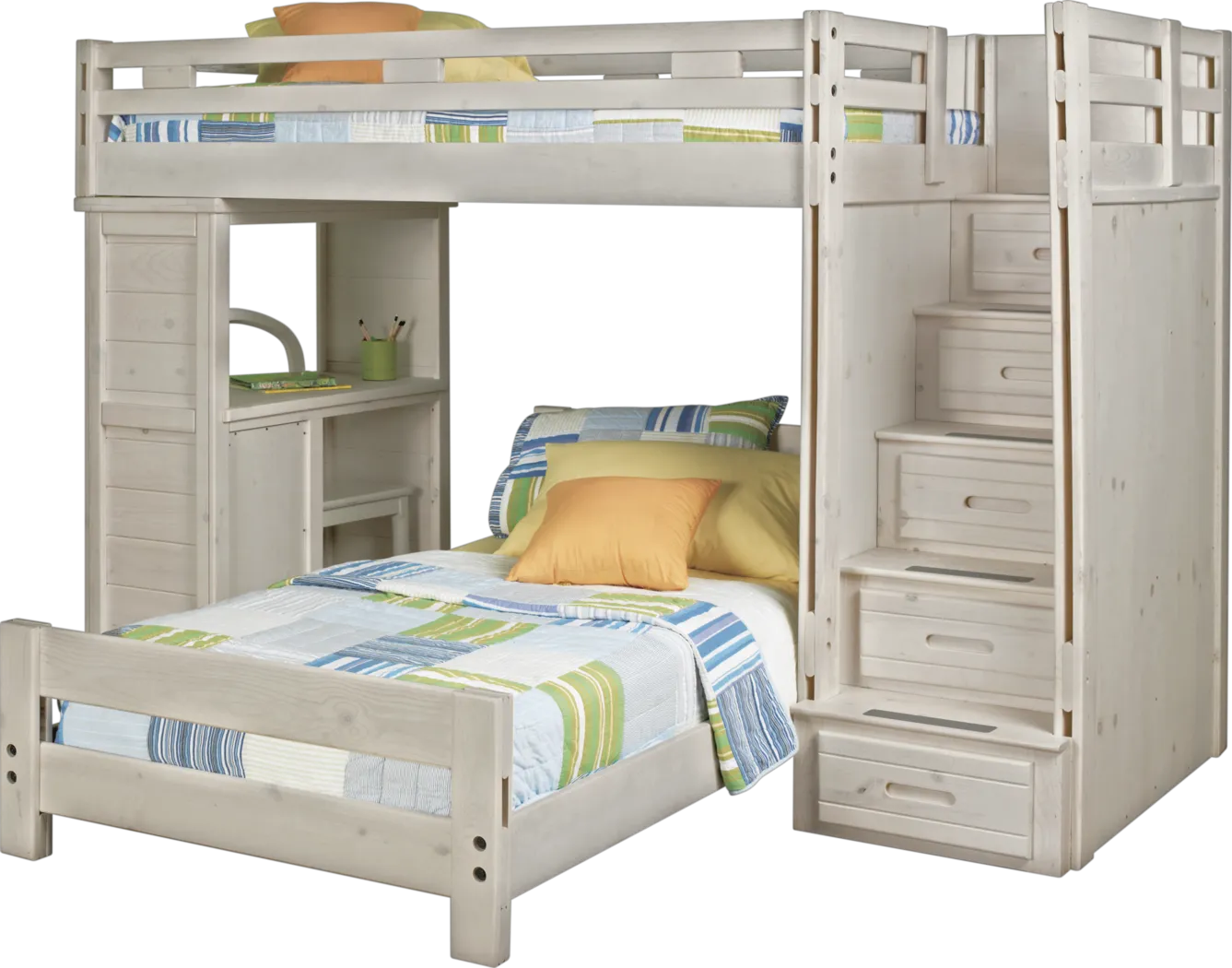 Creekside Stone Wash Twin/Twin Step Bunk Bed with Desk - Thumbnail - Image 1