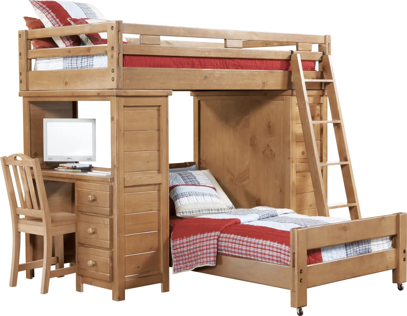 Creekside Taffy Twin/Twin Student Loft Bed w/Desk with Chest - Thumbnail - Image 1