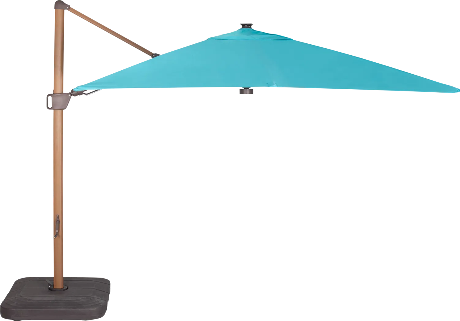 Creekview Natural Finish 10' Square Aruba Outdoor Lighted Cantilever Umbrella with 50 lb. Base - Thumbnail - Image 2