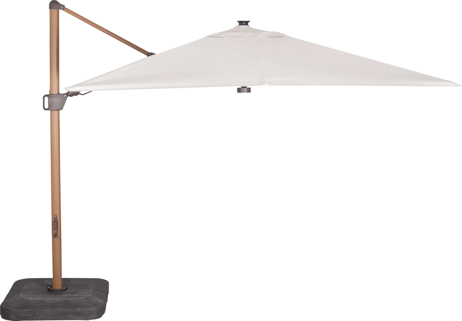 Creekview Natural Finish 10' Square Flax Outdoor Lighted Cantilever Umbrella with 50 lb. Base - Thumbnail - Image 2