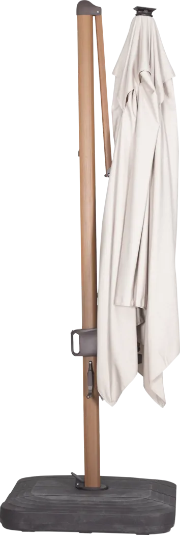 Creekview Natural Finish 10' Square Flax Outdoor Lighted Cantilever Umbrella with 50 lb. Base - Thumbnail - Image 3