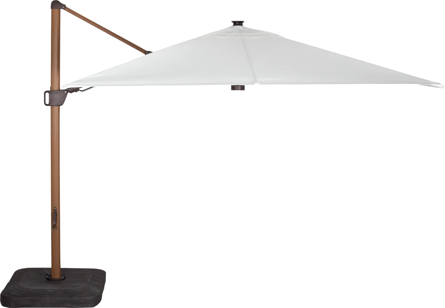 Creekview Natural Finish 10' Square Natural Outdoor Lighted Cantilever Umbrella with 50 lb. Base - Thumbnail - Image 2