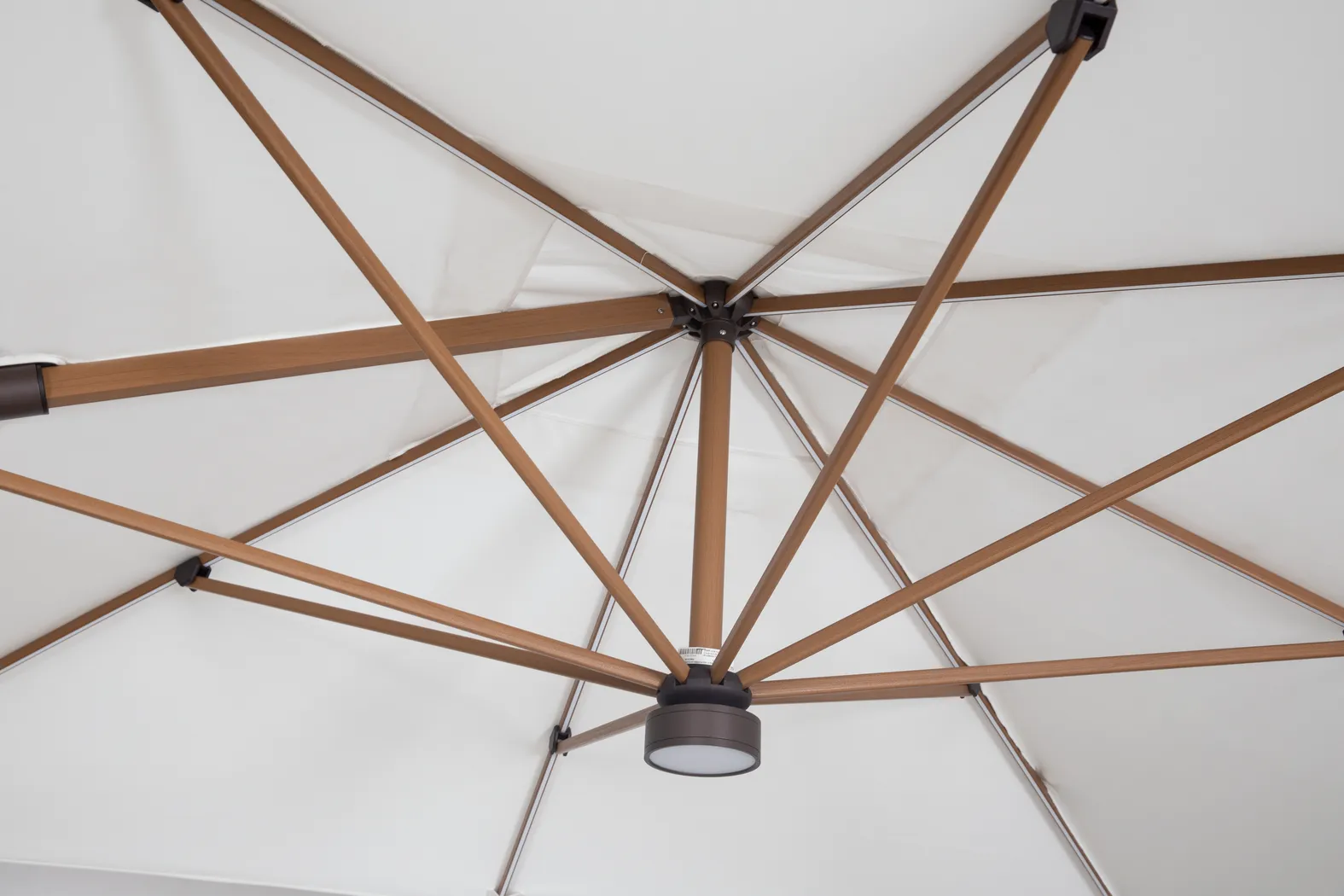 Creekview Natural Finish 10' Square Natural Outdoor Lighted Cantilever Umbrella with 50 lb. Base - Thumbnail - Image 4