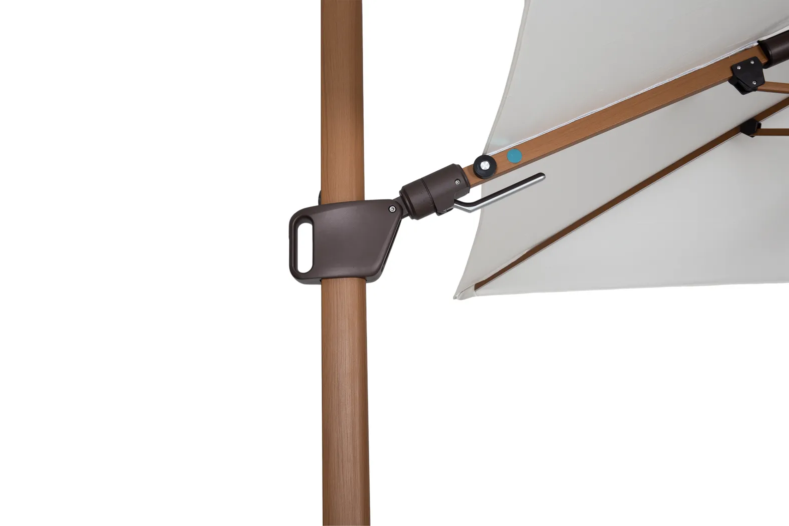 Creekview Natural Finish 10' Square Natural Outdoor Lighted Cantilever Umbrella with 50 lb. Base - Thumbnail - Image 5