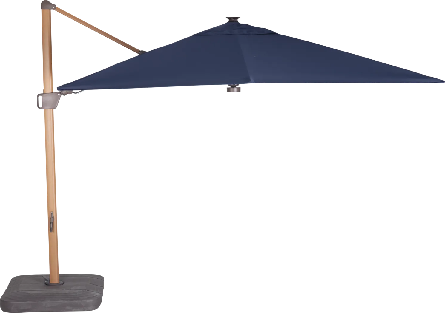 Creekview Natural Finish 10' Square Navy Outdoor Lighted Cantilever Umbrella with 50 lb. Base - Thumbnail - Image 2