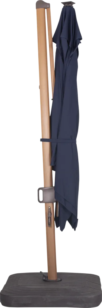 Creekview Natural Finish 10' Square Navy Outdoor Lighted Cantilever Umbrella with 50 lb. Base - Thumbnail - Image 3