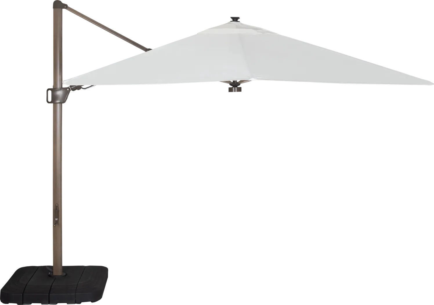 Creekview Weathered Finish 10' Square Natural Outdoor Lighted Cantilever Umbrella with 50 lb. Base - Thumbnail - Image 2