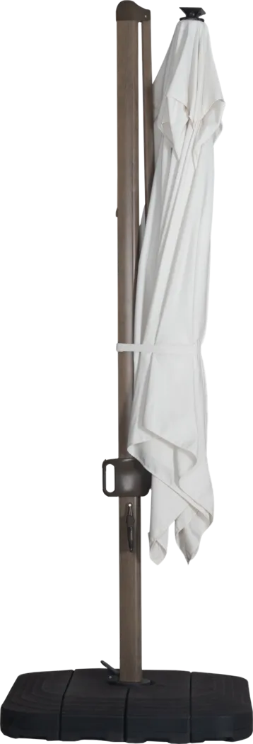 Creekview Weathered Finish 10' Square Natural Outdoor Lighted Cantilever Umbrella with 50 lb. Base - Thumbnail - Image 3