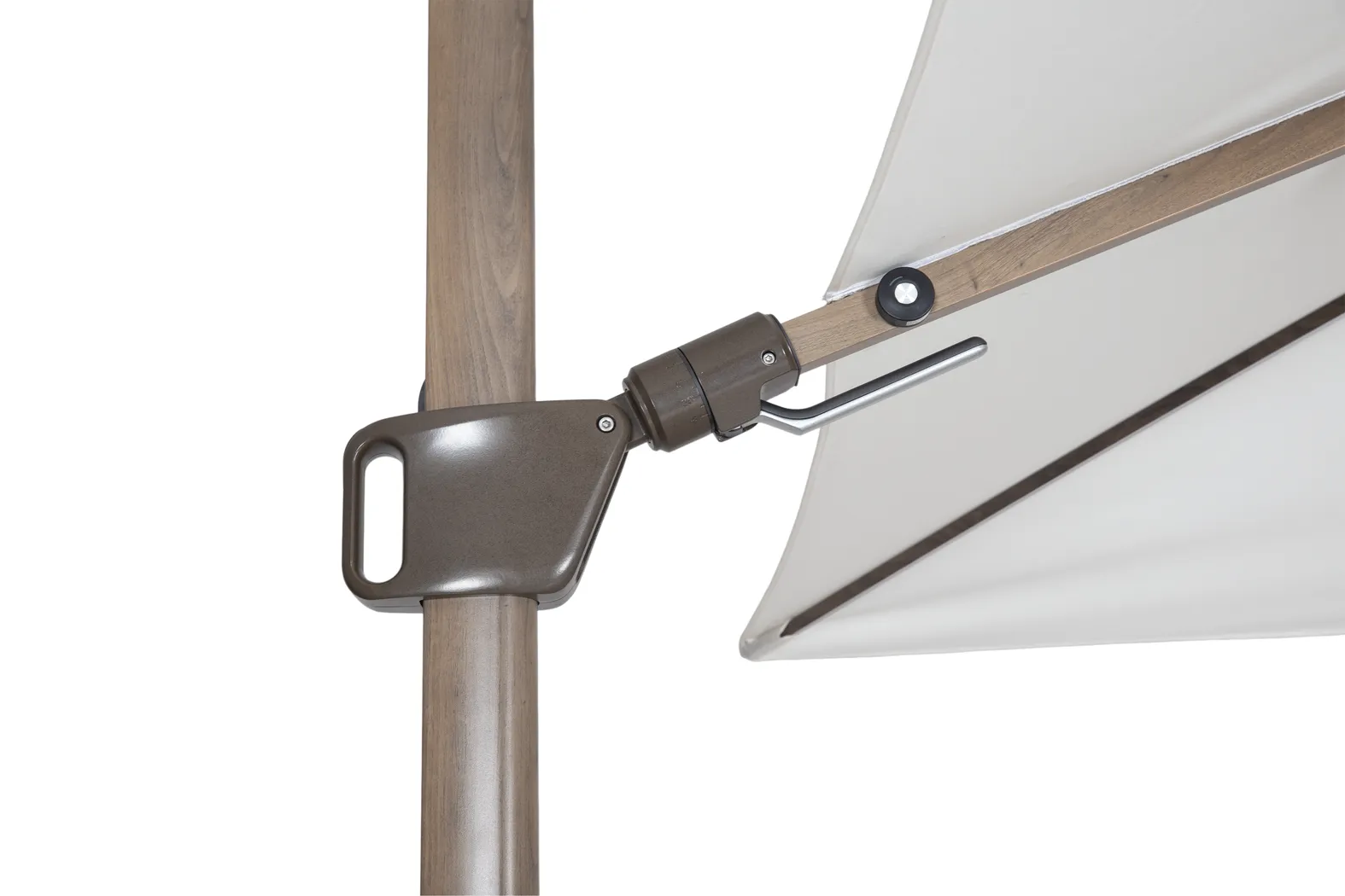 Creekview Weathered Finish 10' Square Natural Outdoor Lighted Cantilever Umbrella with 50 lb. Base - Thumbnail - Image 5