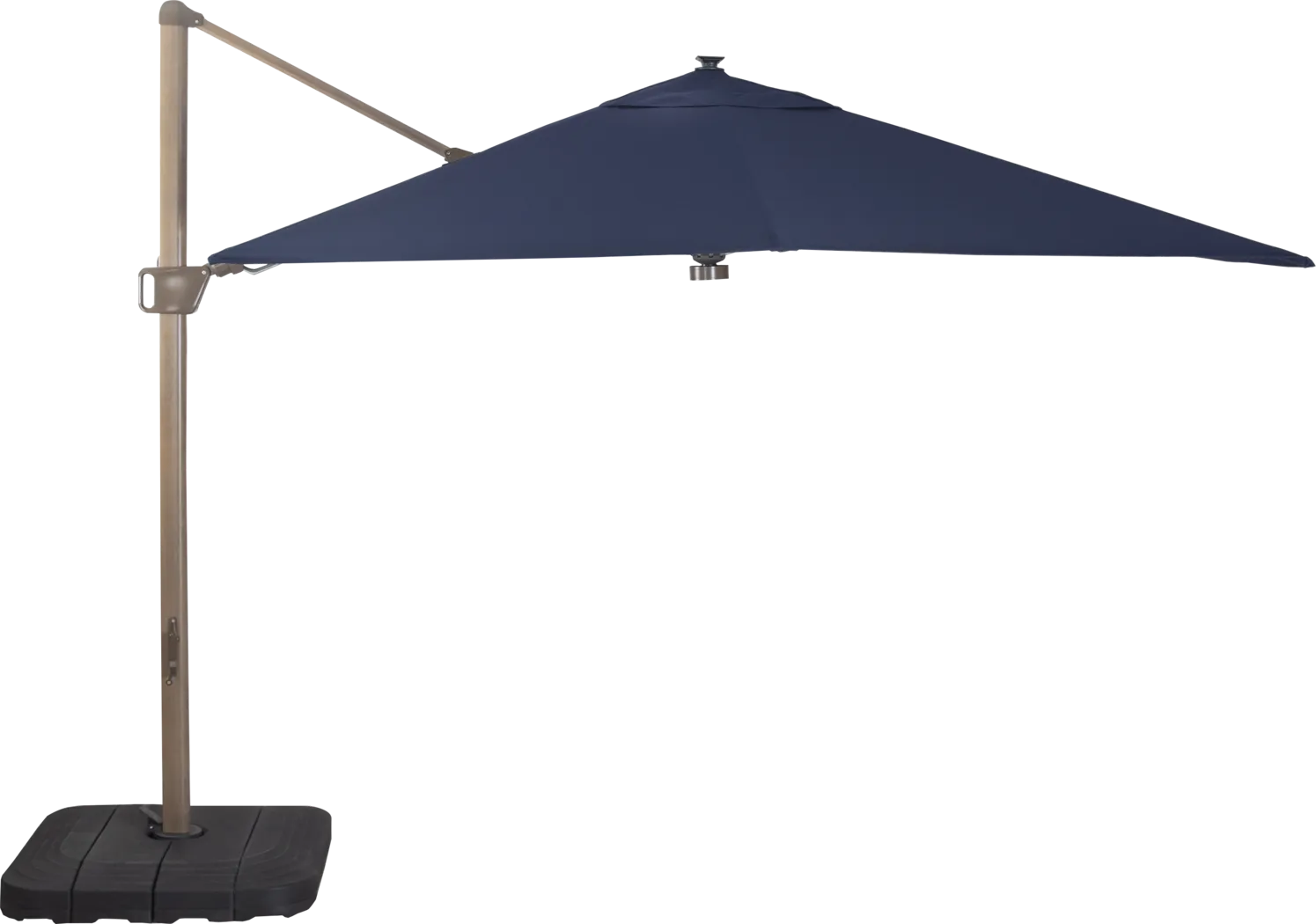 Creekview Weathered Finish 10' Square Navy Outdoor Lighted Cantilever Umbrella with 50 lb. Base - Thumbnail - Image 2