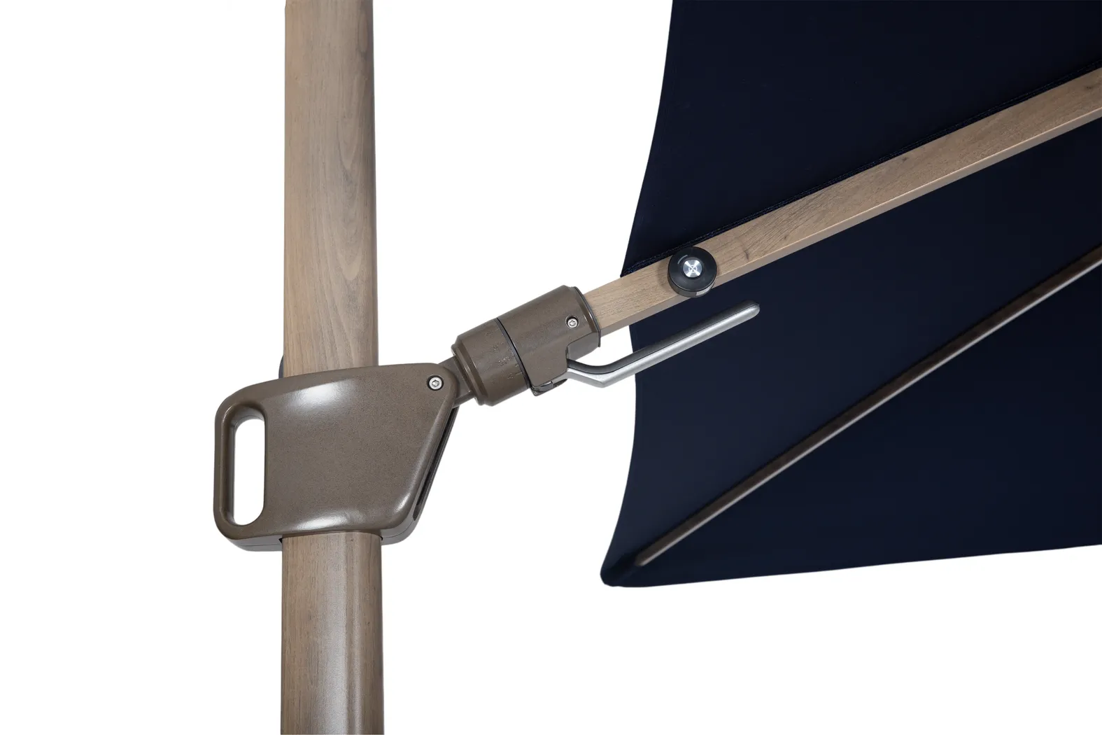 Creekview Weathered Finish 10' Square Navy Outdoor Lighted Cantilever Umbrella with 50 lb. Base - Thumbnail - Image 5