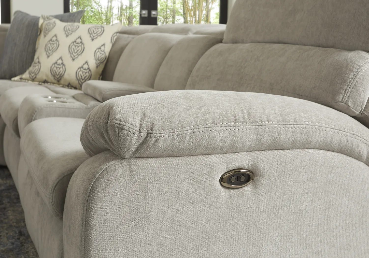 Crescent Place Gray 6 Pc Power Reclining Sleeper Sectional - Image 6