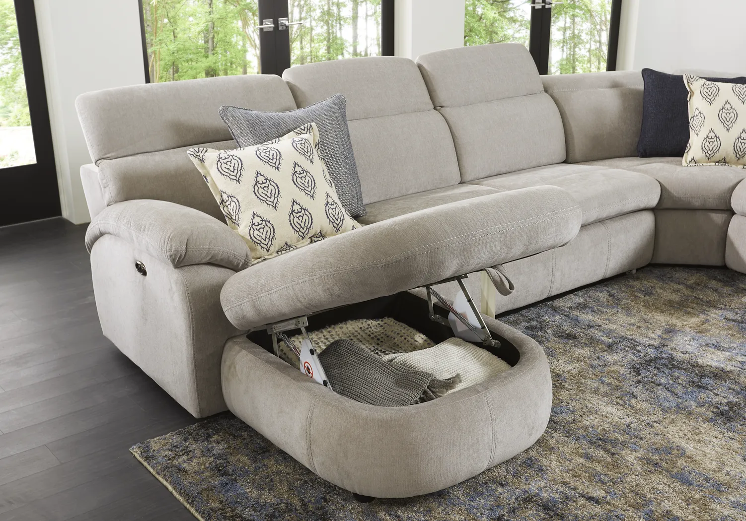 Crescent Place Gray 6 Pc Power Reclining Sleeper Sectional - Image 7
