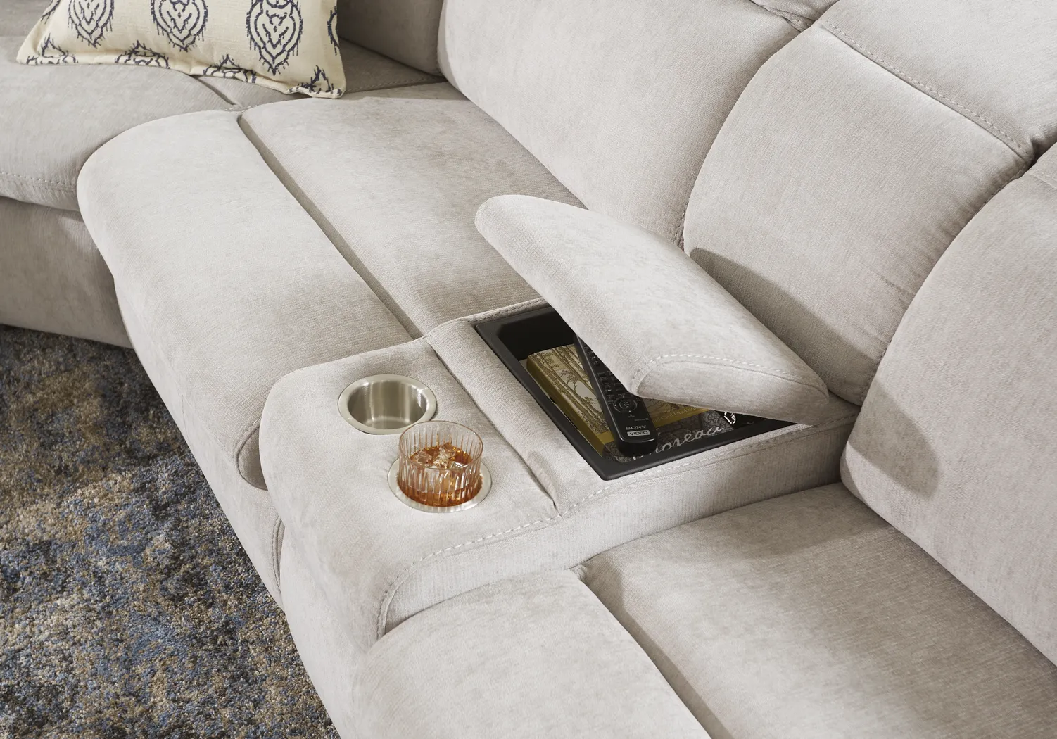 Crescent Place Gray 6 Pc Power Reclining Sleeper Sectional - Image 9