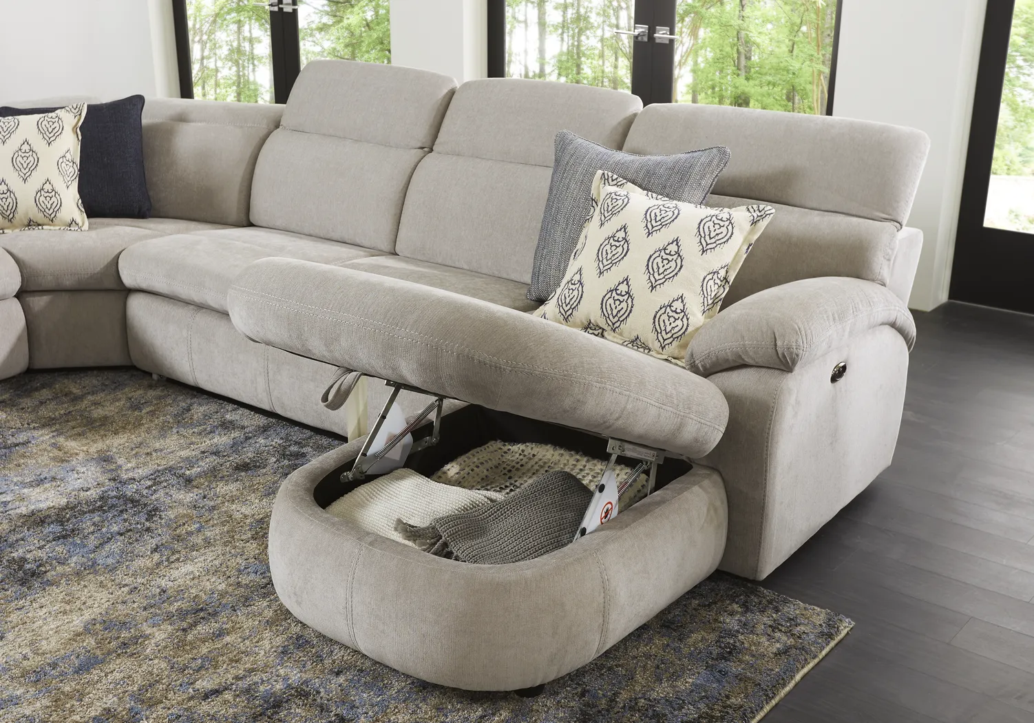 Crescent Place Gray 9 Pc Power Reclining Sleeper Sectional Living Room - Thumbnail - Image 7