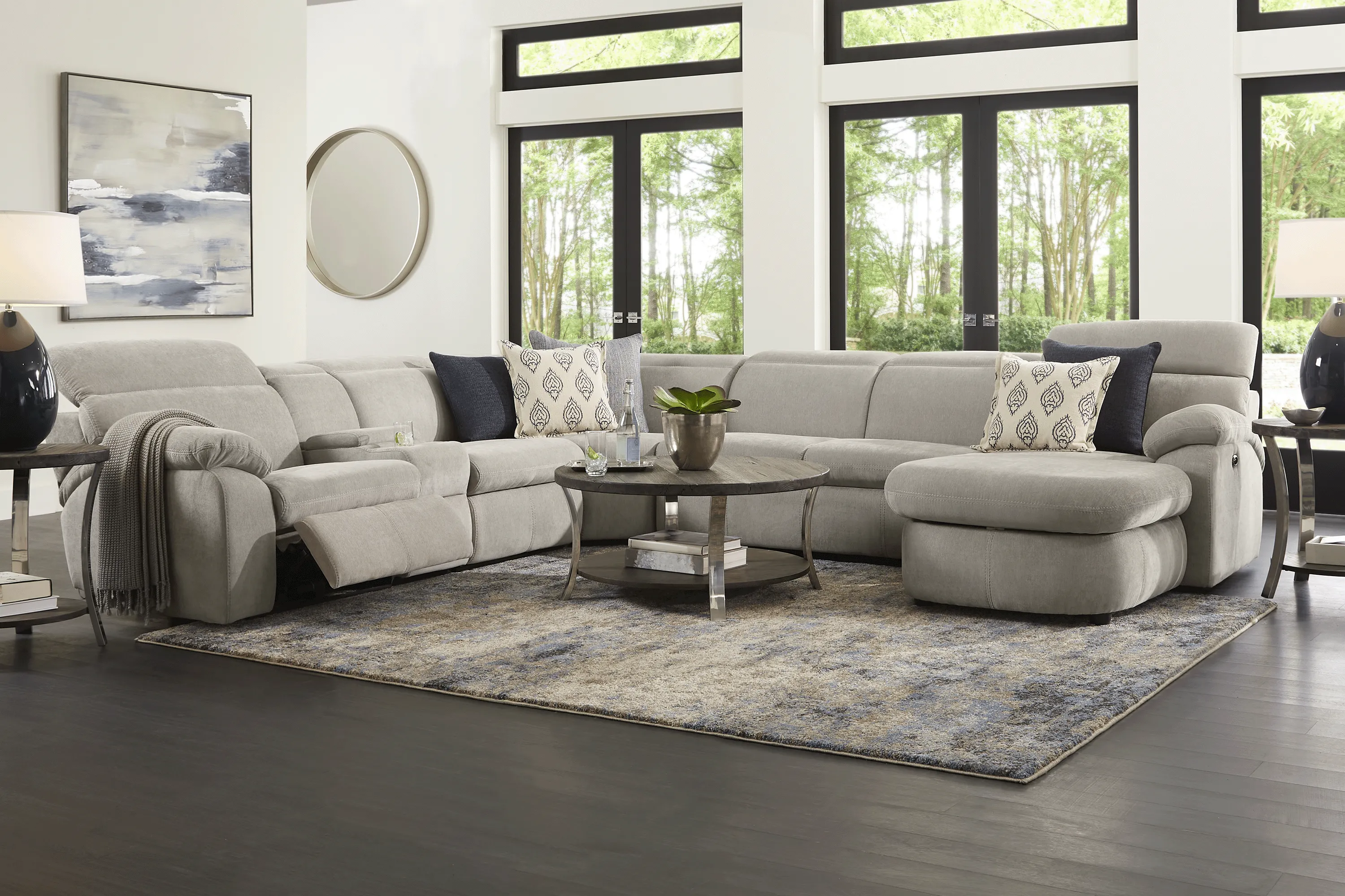 Crescent Place Gray 6 Pc Power Reclining Sleeper Sectional - Thumbnail - Image 2