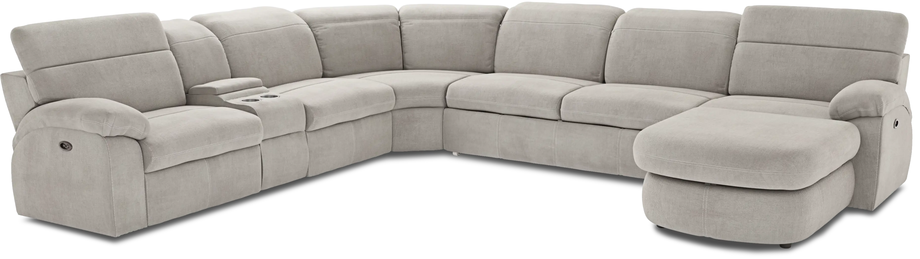 Crescent Place Gray 6 Pc Power Reclining Sleeper Sectional - Thumbnail - Image 1