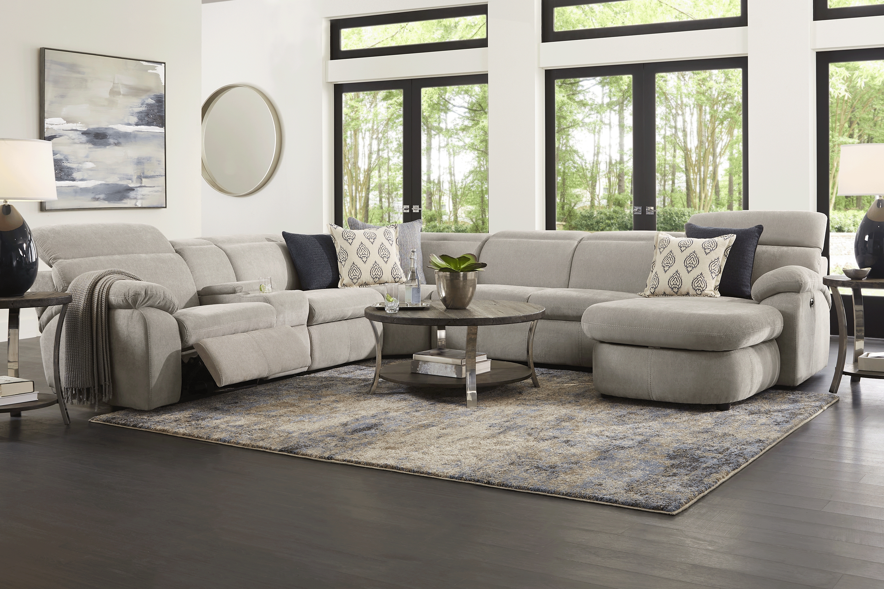 Crescent Place Gray 6 Pc Power Reclining Sleeper Sectional - Thumbnail - Image 2