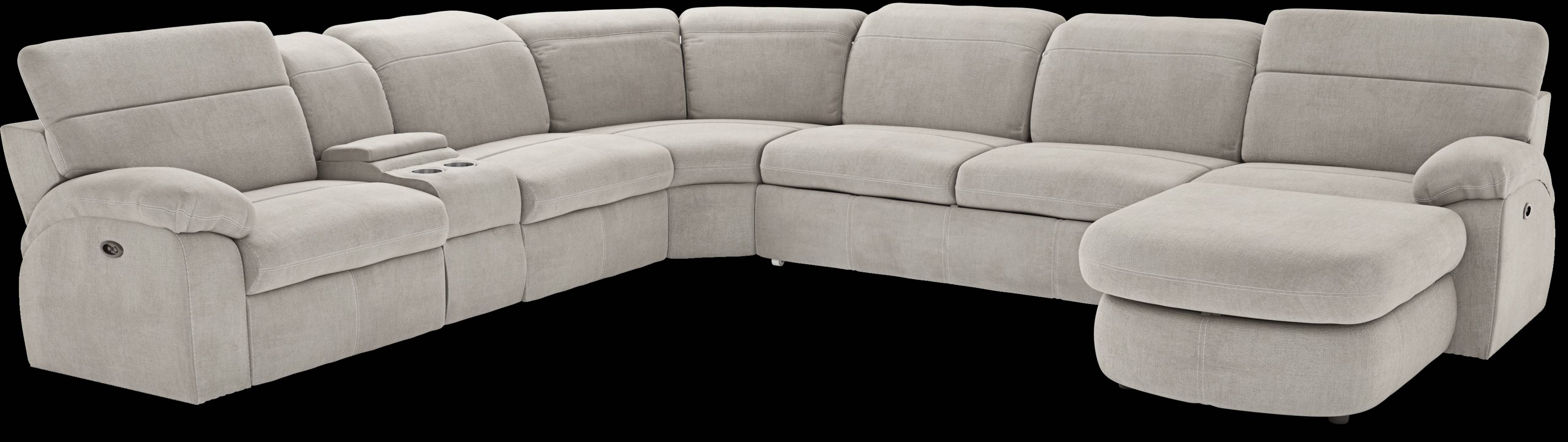 Crescent Place Gray 6 Pc Power Reclining Sleeper Sectional - Thumbnail - Image 1