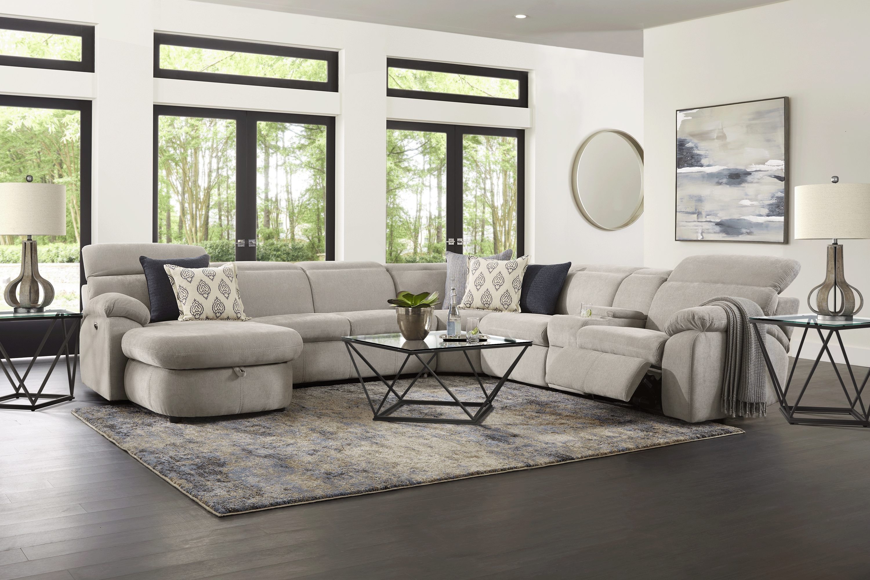 Crescent Place Gray 9 Pc Power Reclining Sleeper Sectional Living Room - Thumbnail - Image 1