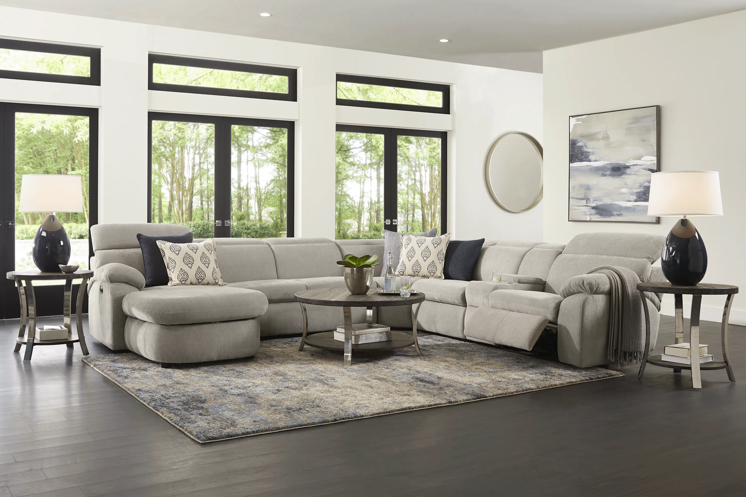 Crescent Place Gray 9 Pc Power Reclining Sleeper Sectional Living Room - Thumbnail - Image 1