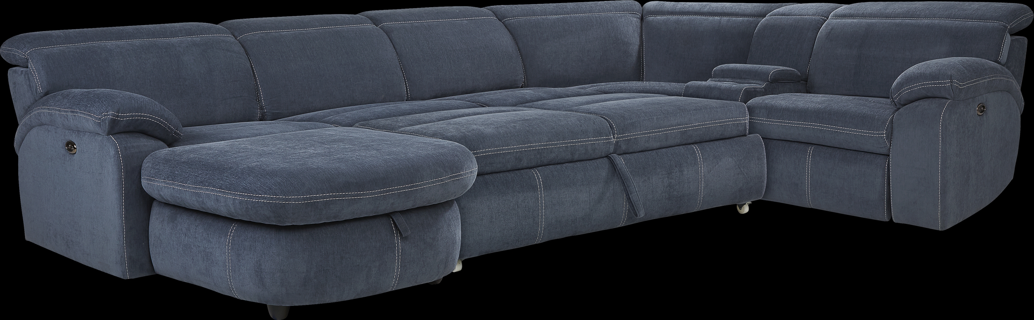 Crescent Place Navy 5 Pc Power Reclining Sleeper Sectional - Thumbnail - Image 1