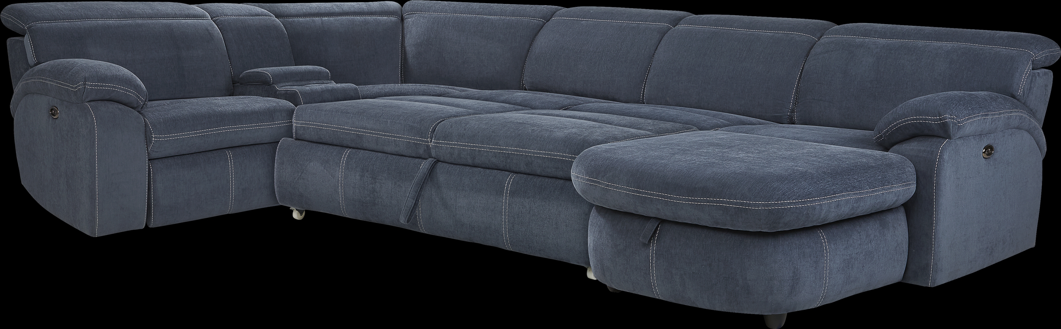 Crescent Place Navy 5 Pc Power Reclining Sleeper Sectional - Thumbnail - Image 1