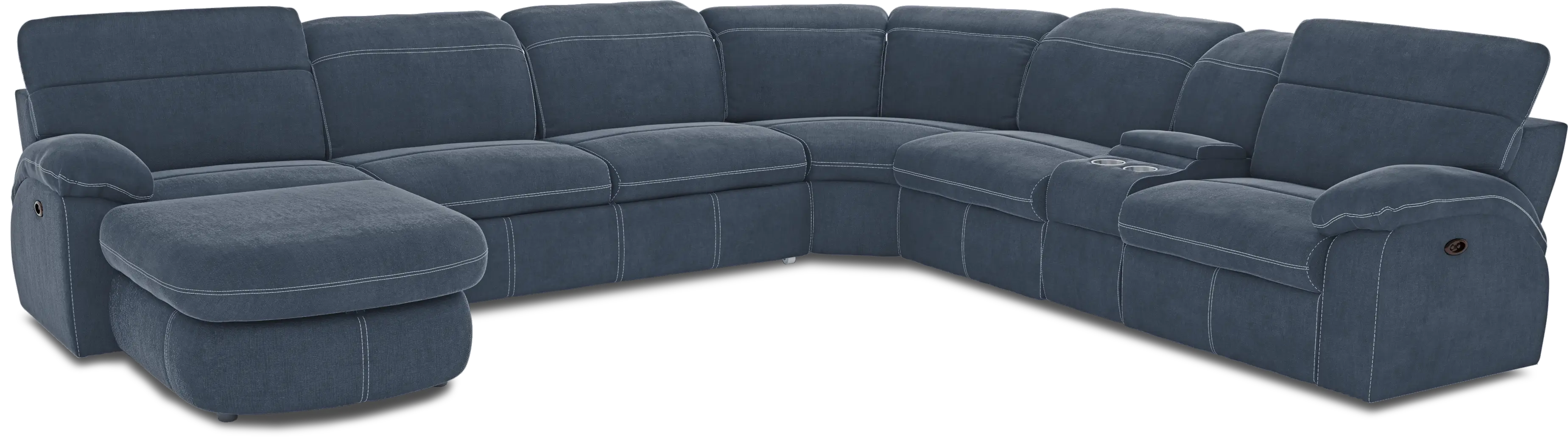 Crescent Place Navy 6 Pc Power Reclining Sleeper Sectional - Thumbnail - Image 1