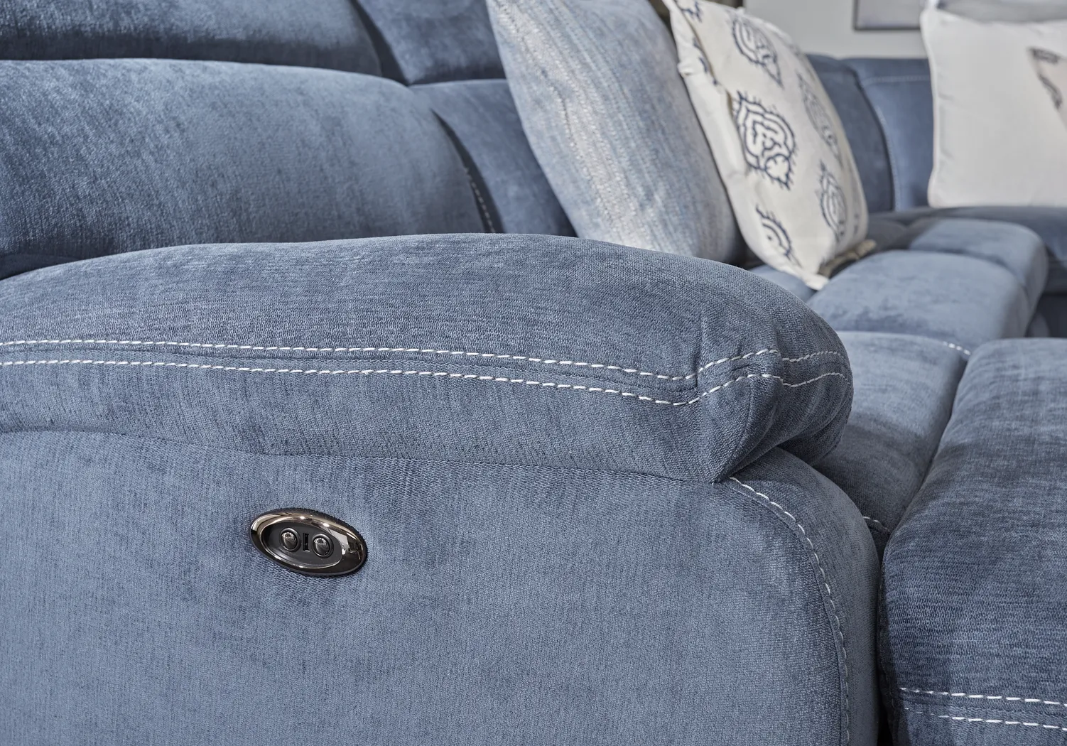 Crescent Place Navy 9 Pc Power Reclining Sleeper Sectional Living Room - Thumbnail - Image 5